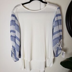 K&C Wing Sleeve High Low Blouse
